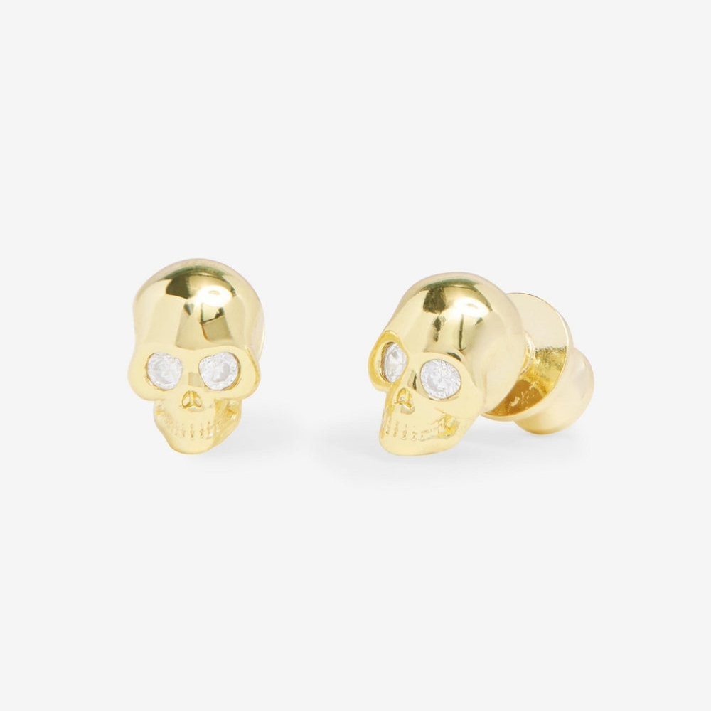 Gold Skull Stud Earrings